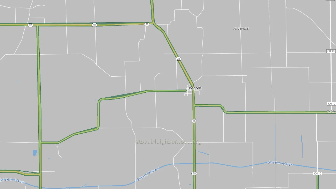 Hooppole, IL Map of Noise Levels in Hooppole