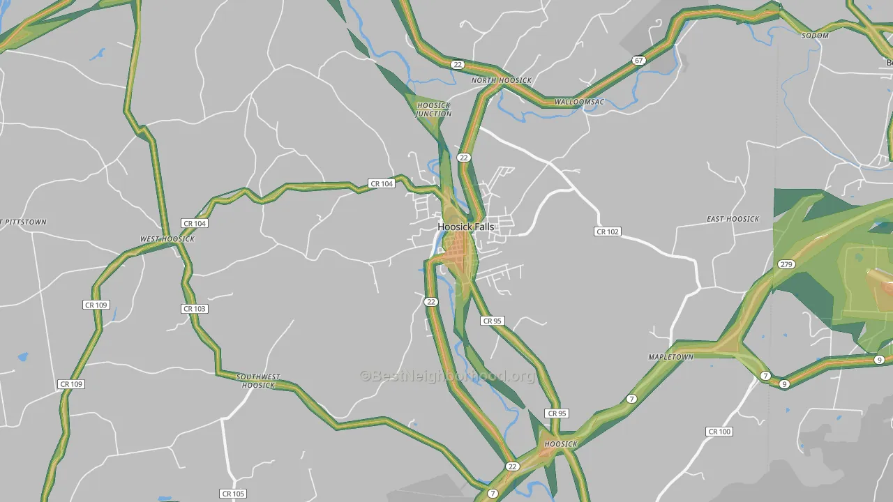 Hoosick Falls, NY Map of Noise Levels in Hoosick Falls