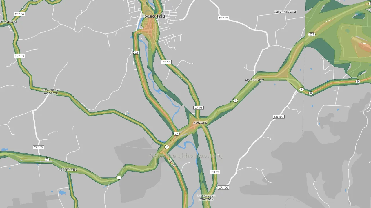 Hoosick, NY Map of Noise Levels in Hoosick