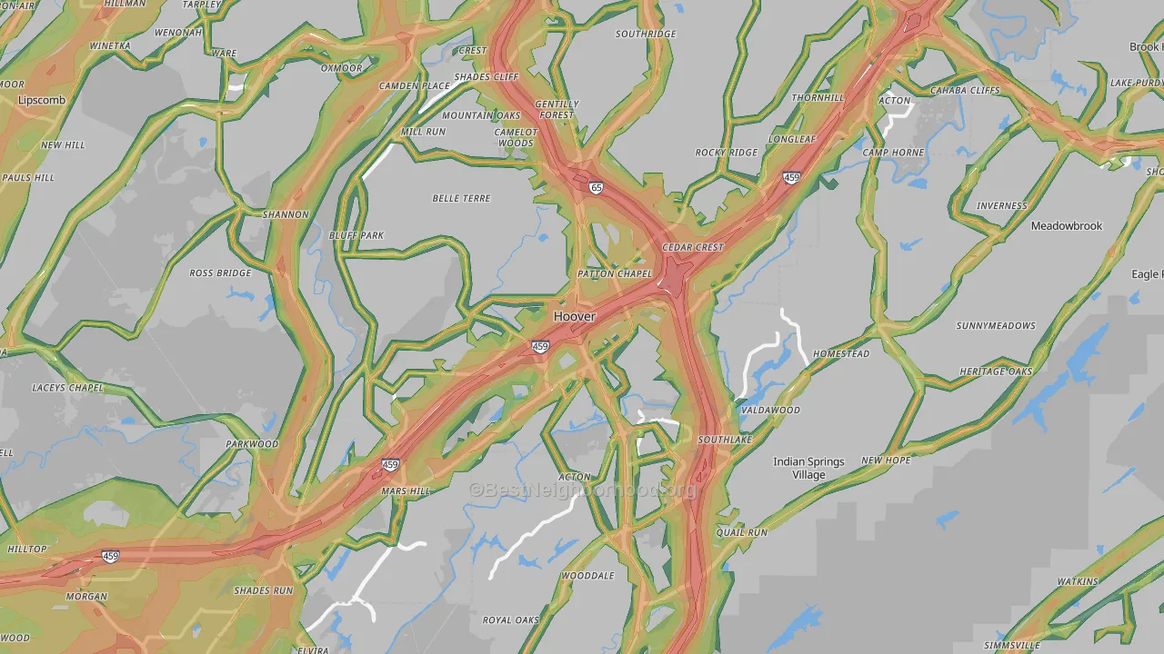Hoover, AL Map of Noise Levels in Hoover