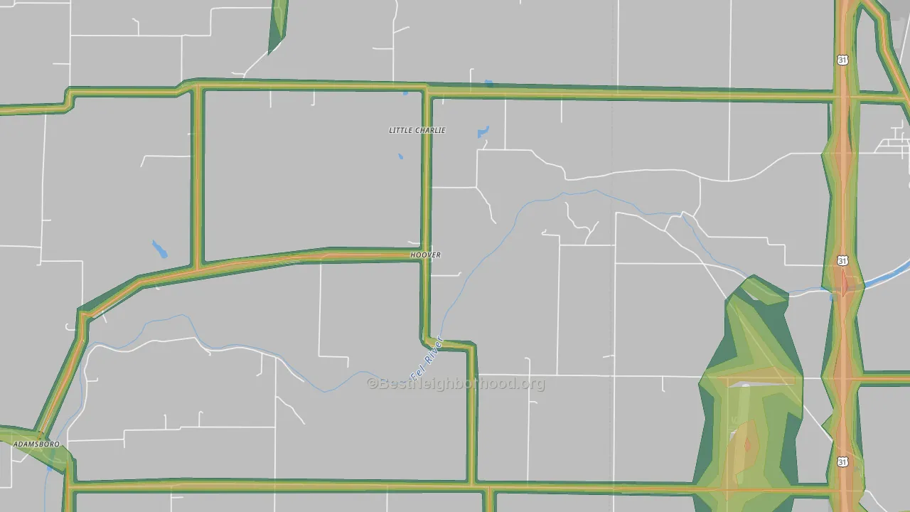 Hoover, IN Map of Noise Levels in Hoover