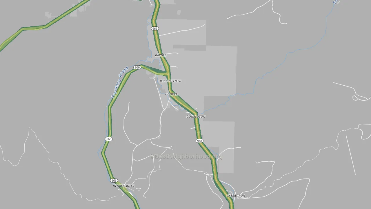 Hoovers, PA Map of Noise Levels in Hoovers