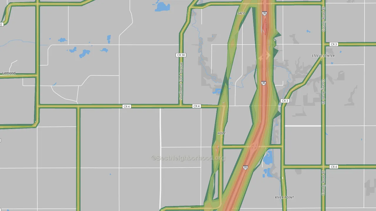 Hope, MN Map of Noise Levels in Hope
