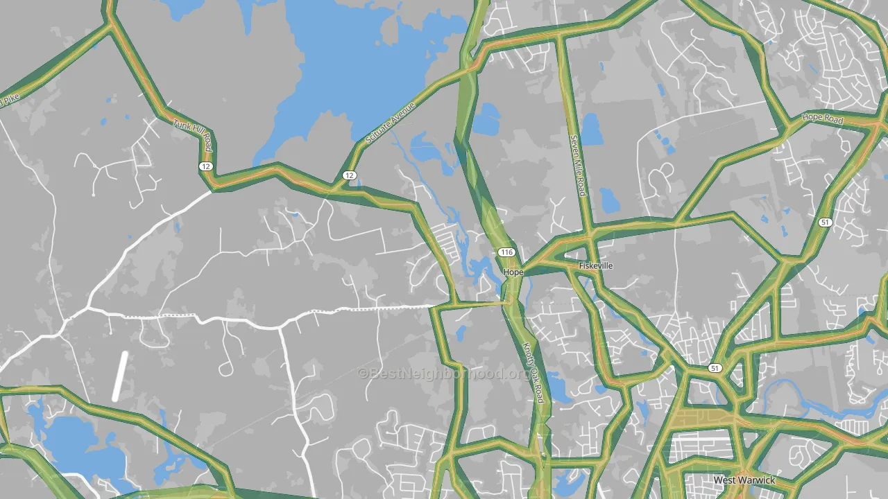 Hope, RI Map of Noise Levels in Hope