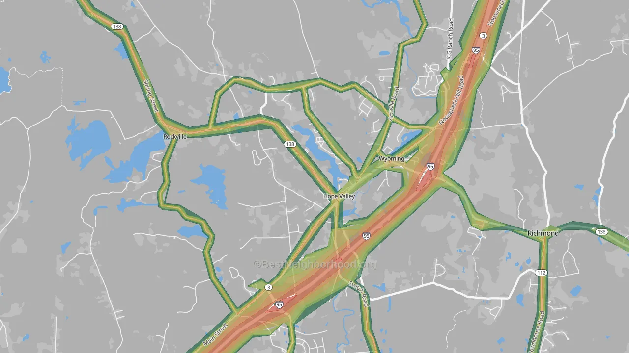 Hope Valley, RI Map of Noise Levels in Hope Valley