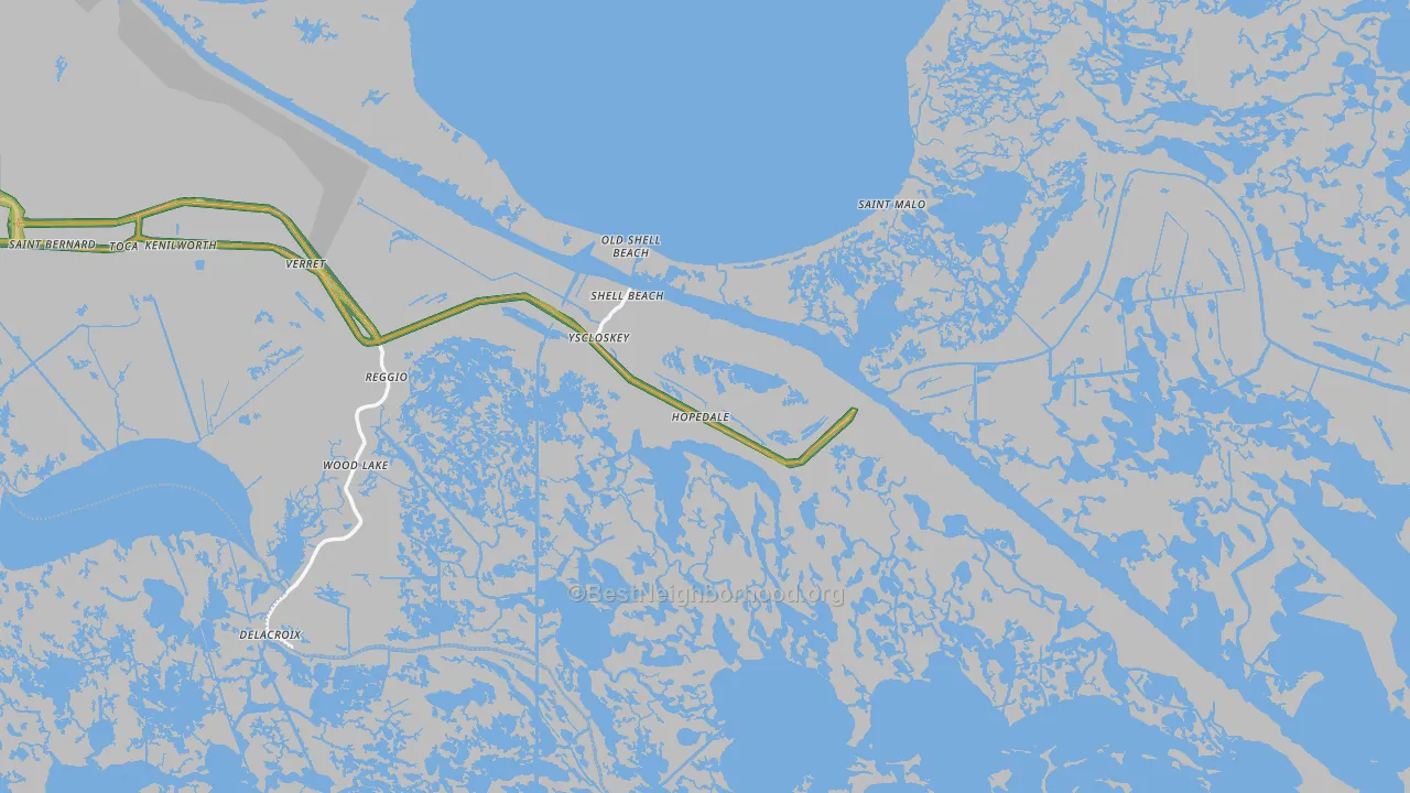Hopedale, LA Map of Noise Levels in Hopedale