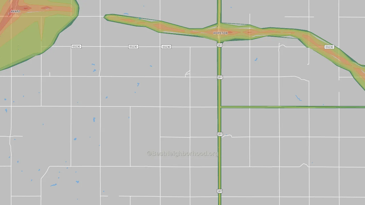 Hopeton, OK Map of Noise Levels in Hopeton