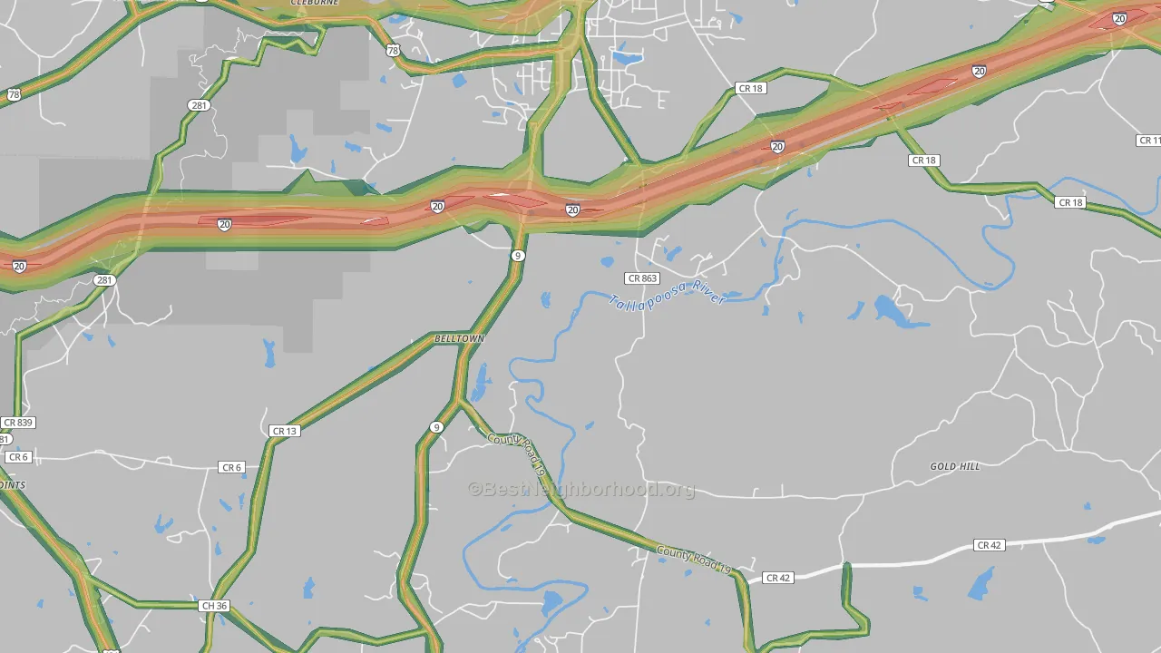 Hopewell, AL Map of Noise Levels in Hopewell