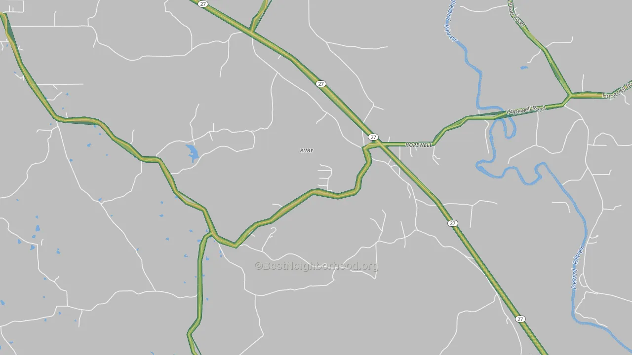 Hopewell, MS Map of Noise Levels in Hopewell