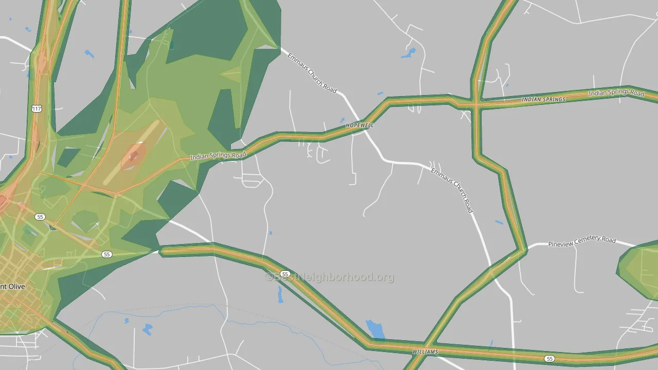 Hopewell, NC Map of Noise Levels in Hopewell