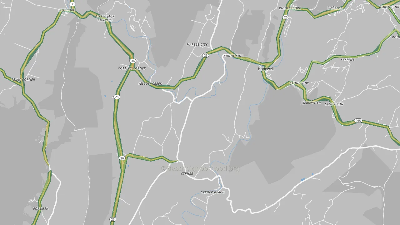 Hopewell, PA Map of Noise Levels in Hopewell