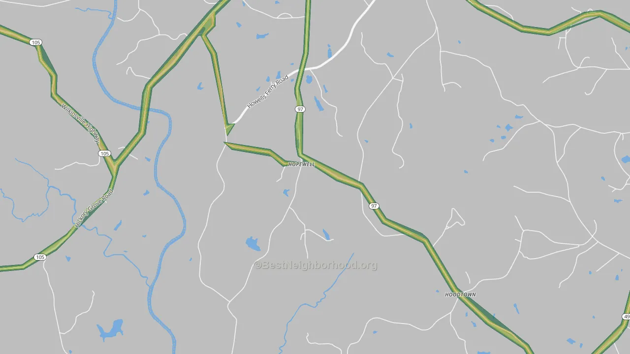 Hopewell, SC Map of Noise Levels in Hopewell