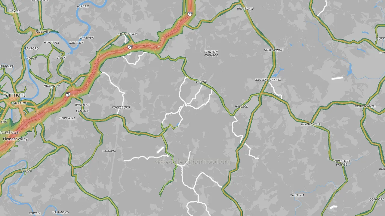 Hopewell, WV Map of Noise Levels in Hopewell