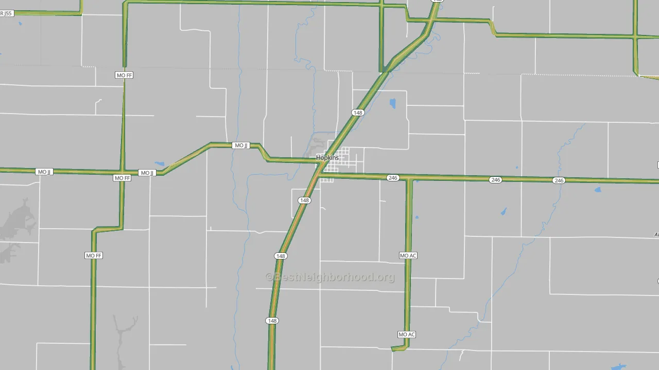 Hopkins, MO Map of Noise Levels in Hopkins