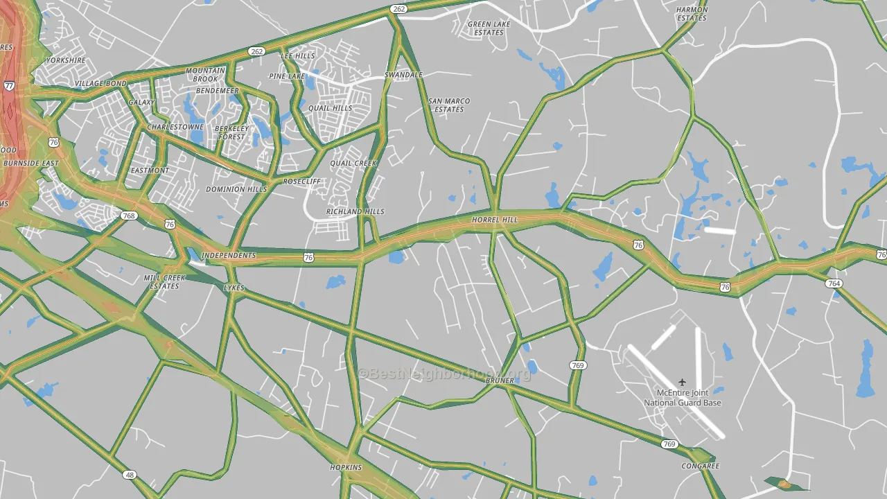 Hopkins, SC Map of Noise Levels in Hopkins