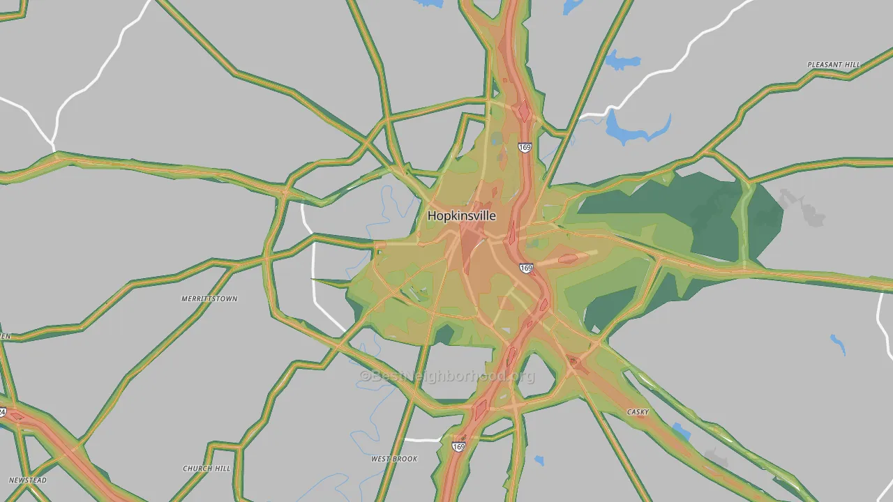 Hopkinsville, KY Map of Noise Levels in Hopkinsville