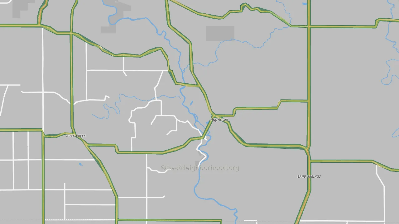 Hopkinton, IA Map of Noise Levels in Hopkinton