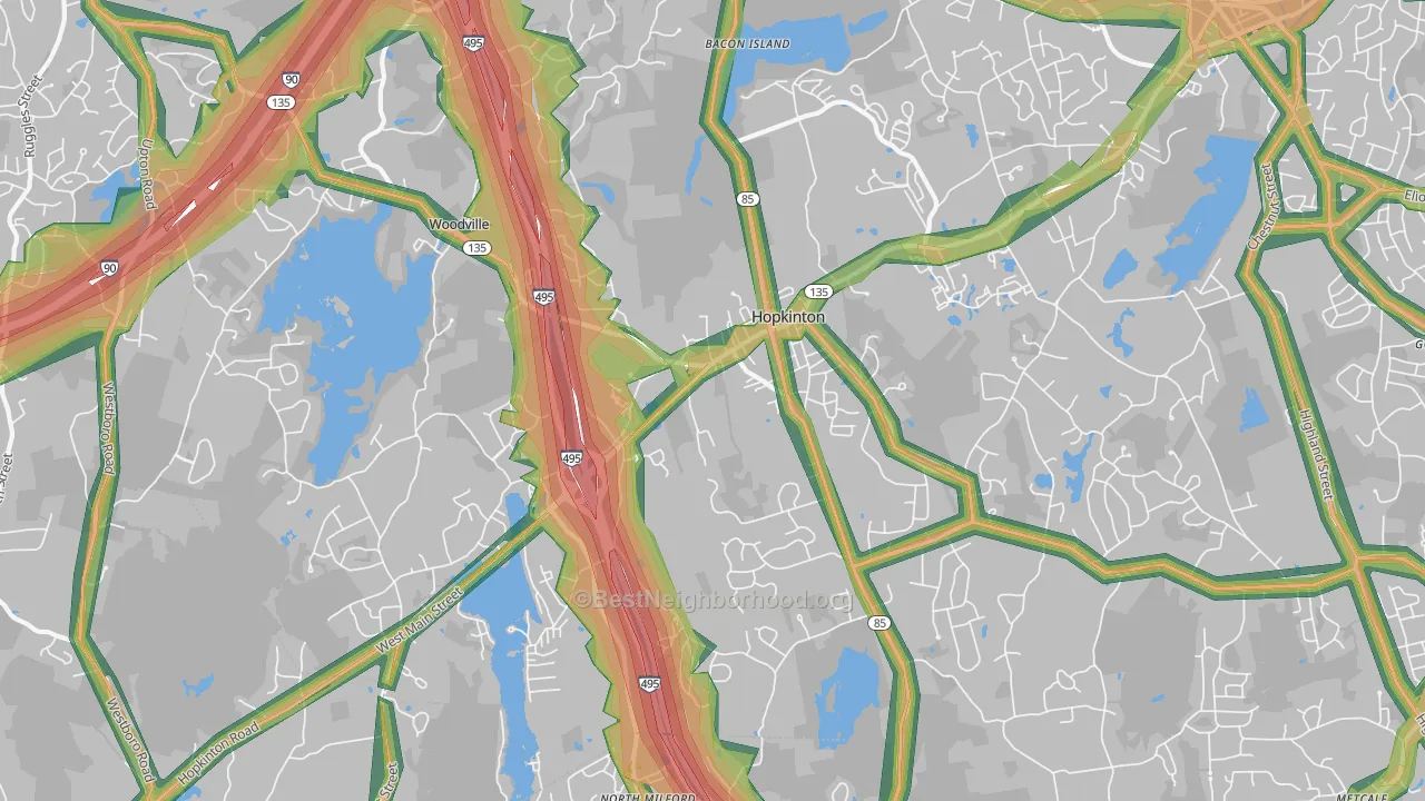 Hopkinton, MA Map of Noise Levels in Hopkinton