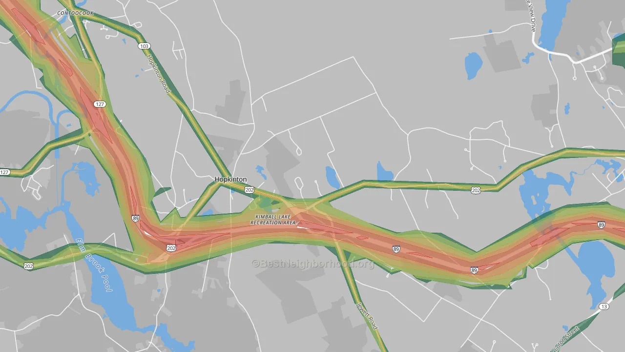 Hopkinton, NH Map of Noise Levels in Hopkinton
