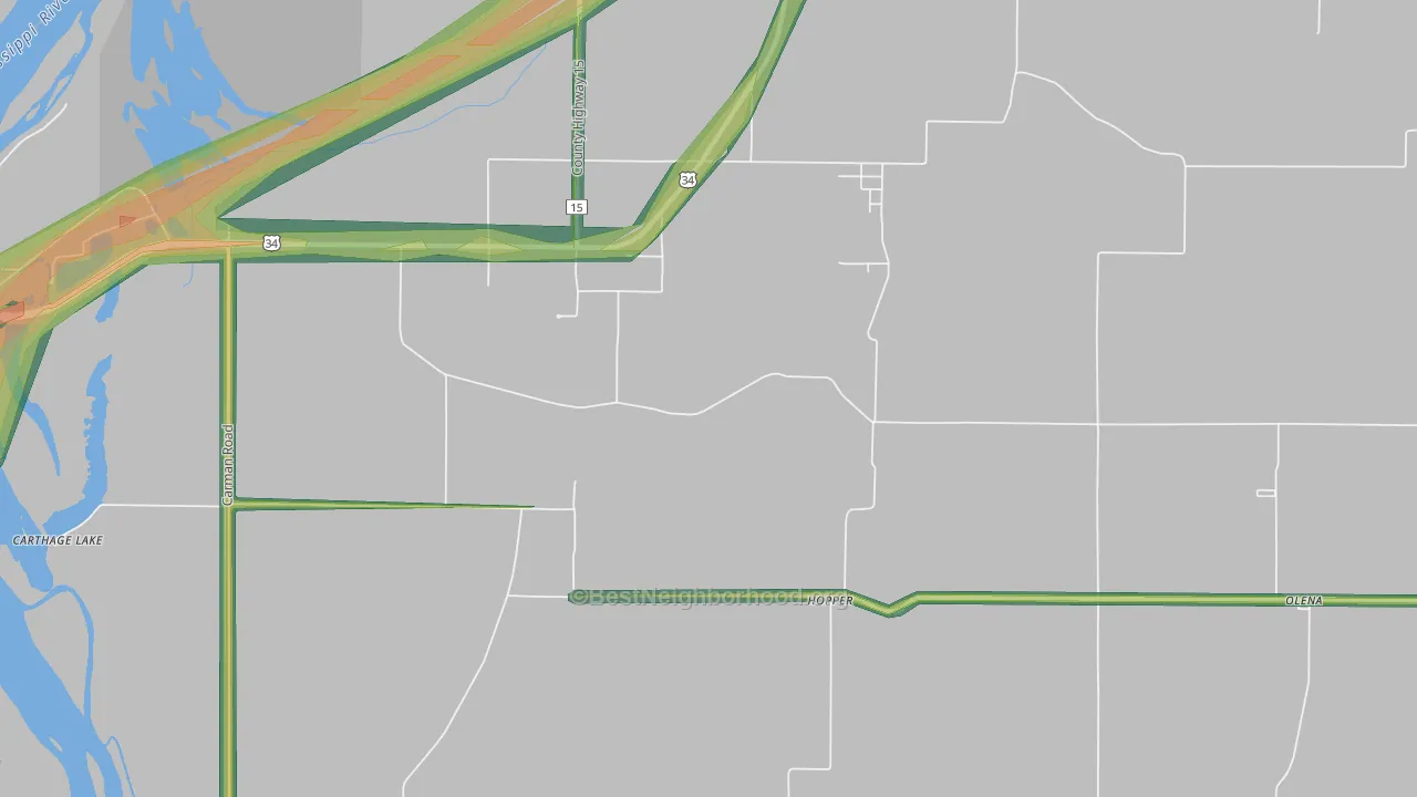 Hopper, IL Map of Noise Levels in Hopper