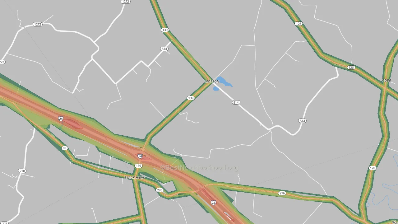 Hopson, KY Map of Noise Levels in Hopson