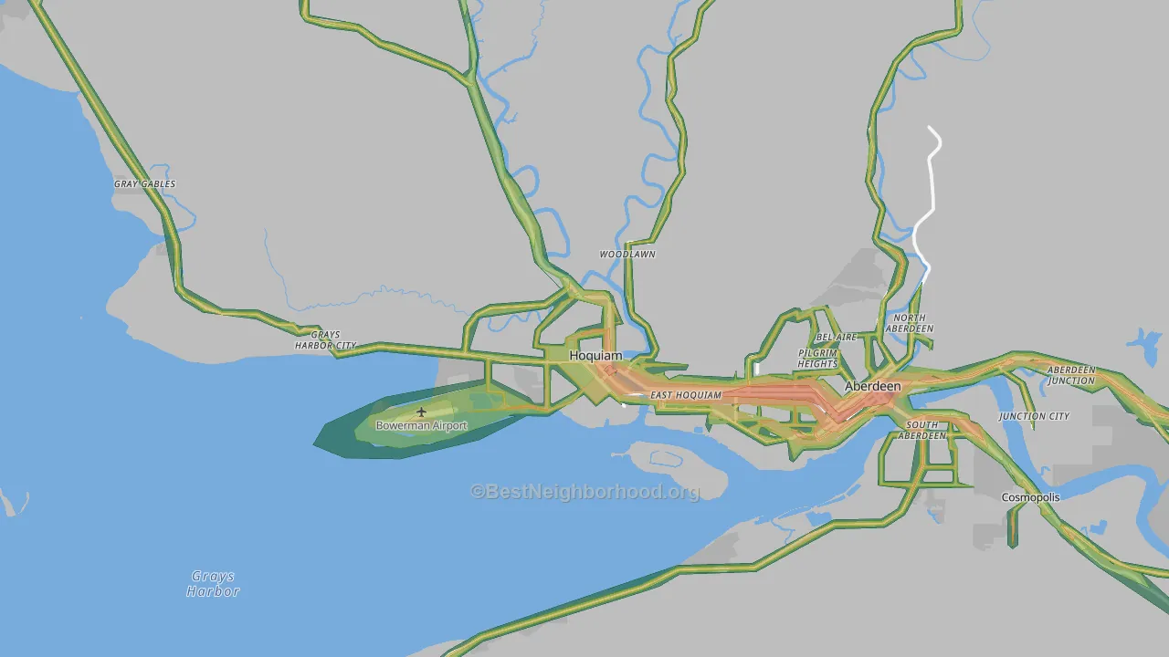 Hoquiam, WA Map of Noise Levels in Hoquiam