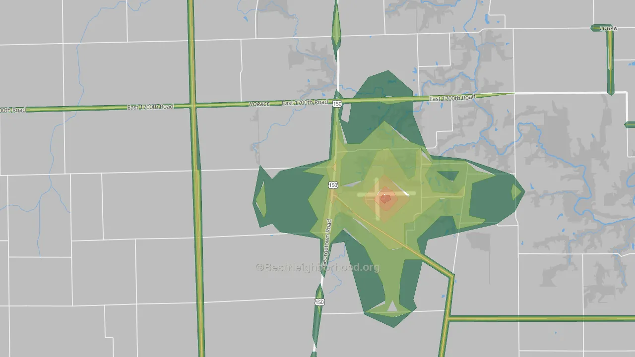 Horace, IL Map of Noise Levels in Horace