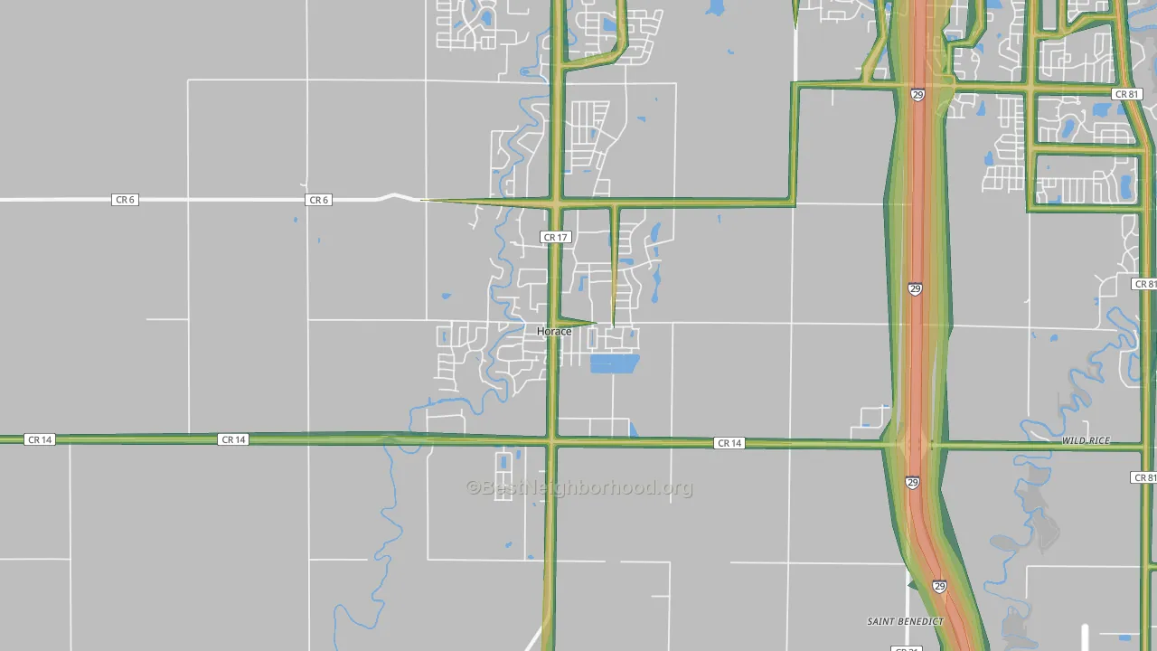 Horace, ND Map of Noise Levels in Horace