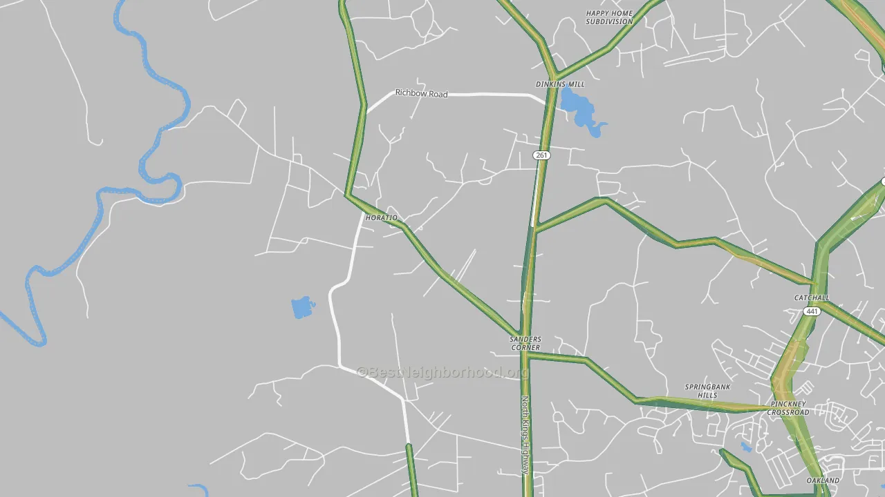 Horatio, SC Map of Noise Levels in Horatio