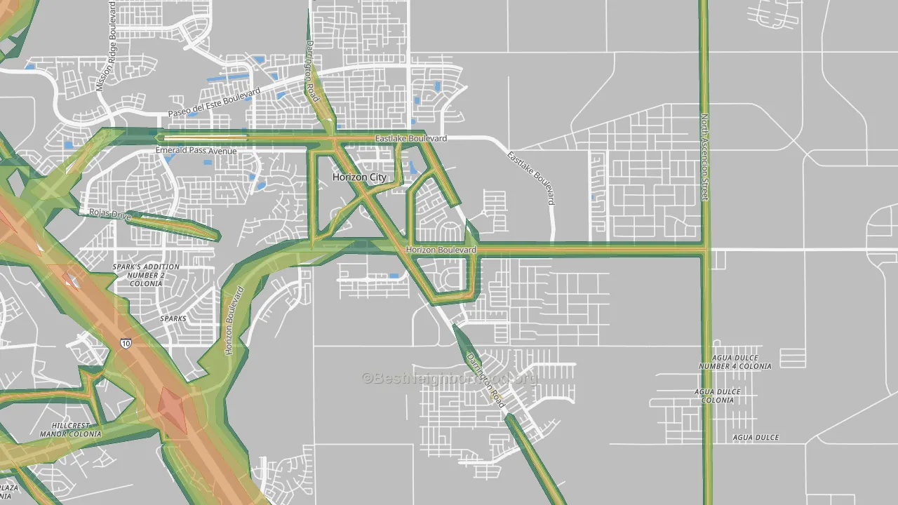 Horizon City, TX Map of Noise Levels in Horizon City