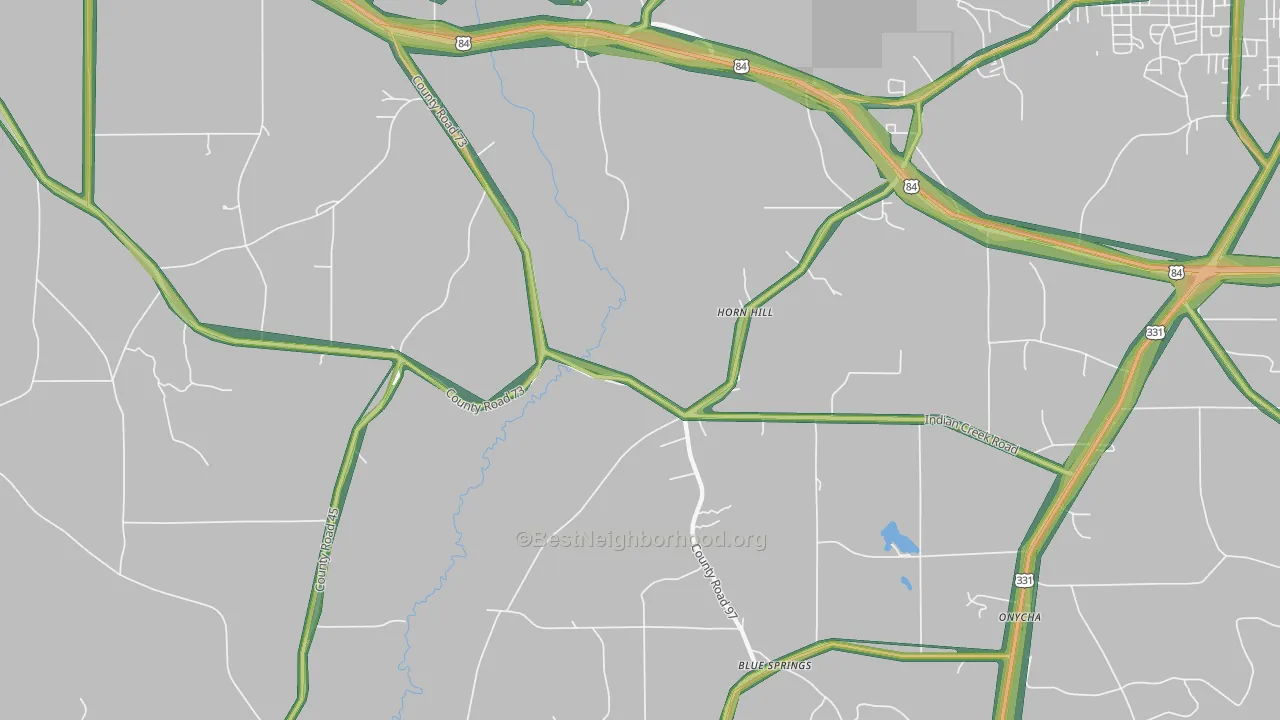 Horn Hill, AL Map of Noise Levels in Horn Hill