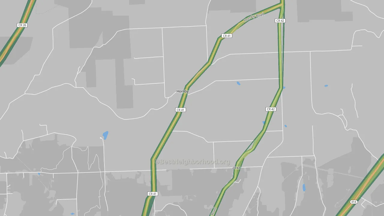 Hornby, NY Map of Noise Levels in Hornby