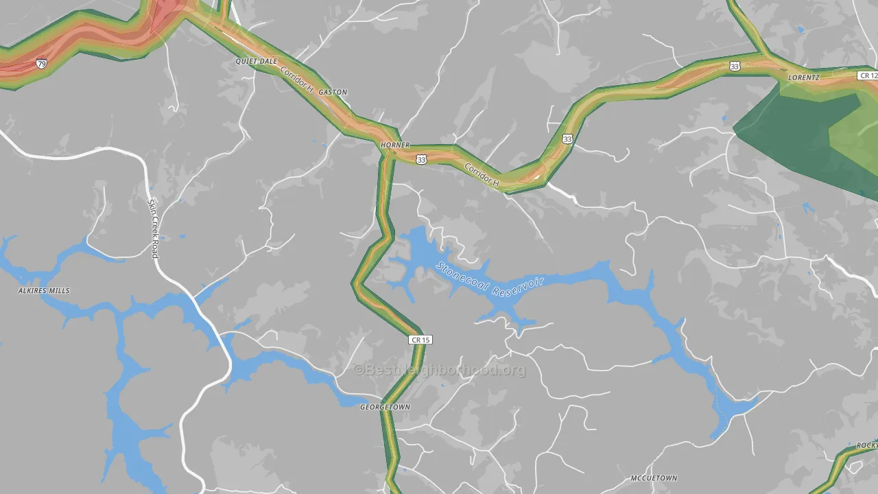 Horner, WV Map of Noise Levels in Horner