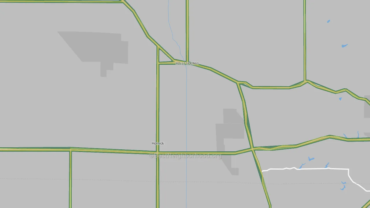 Hornick, IA Map of Noise Levels in Hornick