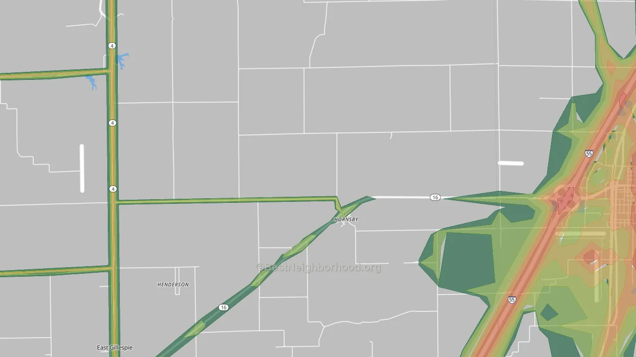 Hornsby, IL Map of Noise Levels in Hornsby