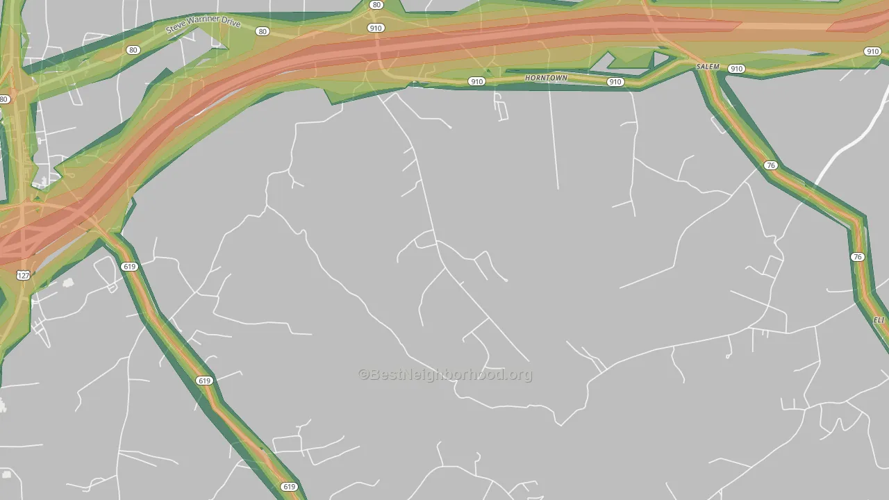 Horntown, KY Map of Noise Levels in Horntown