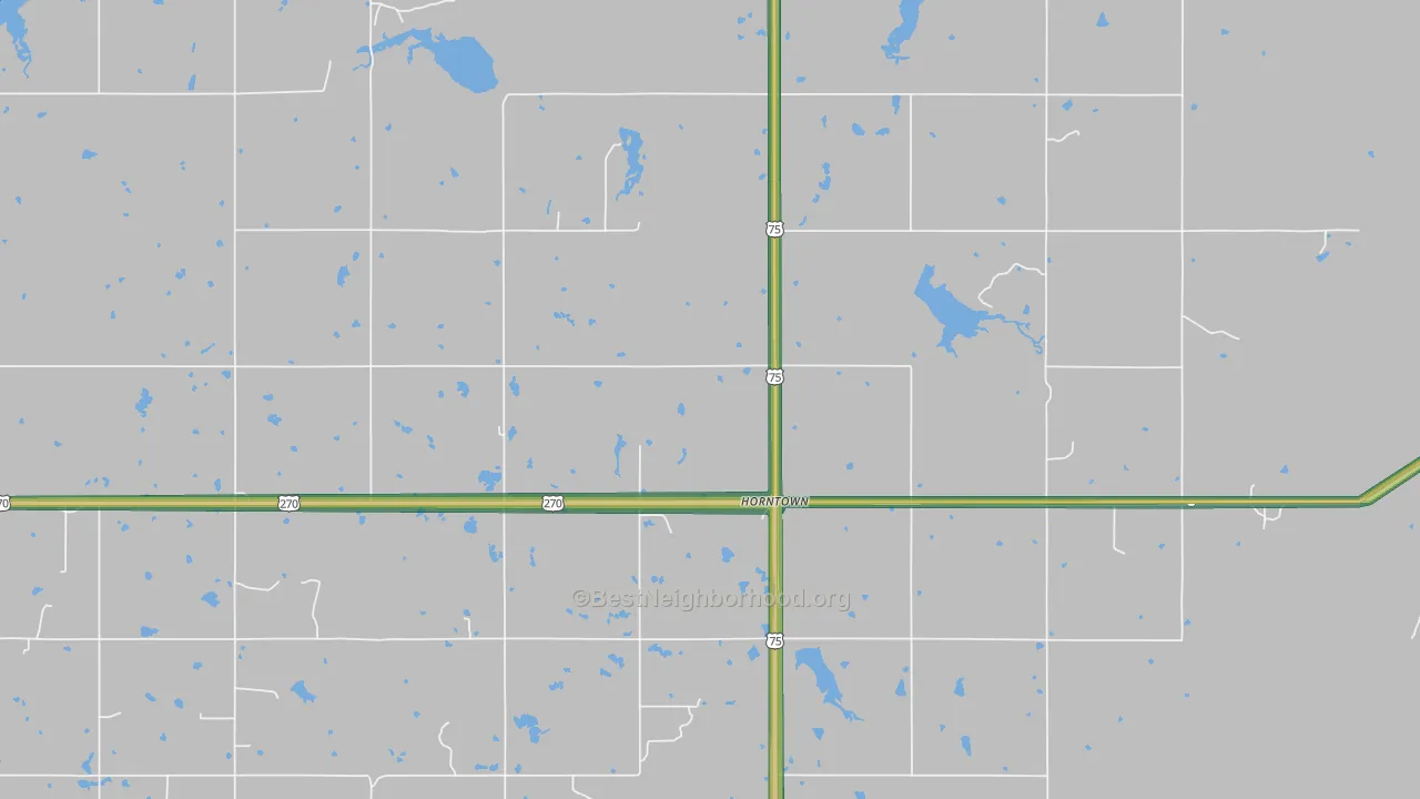 Horntown, OK Map of Noise Levels in Horntown