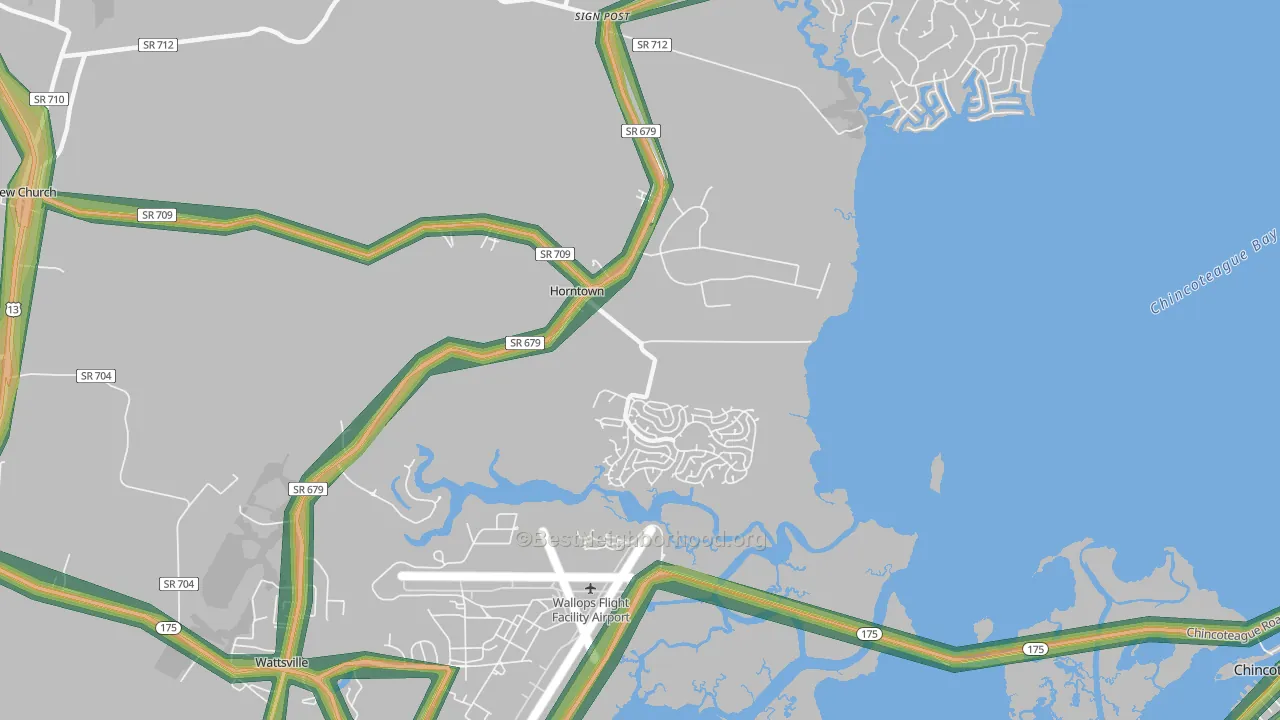 Horntown, VA Map of Noise Levels in Horntown