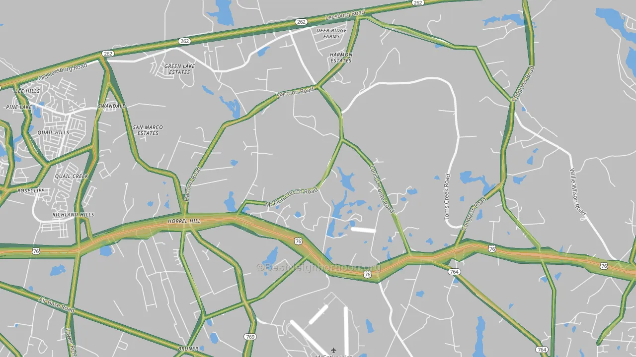 Horrel Hill, SC Map of Noise Levels in Horrel Hill