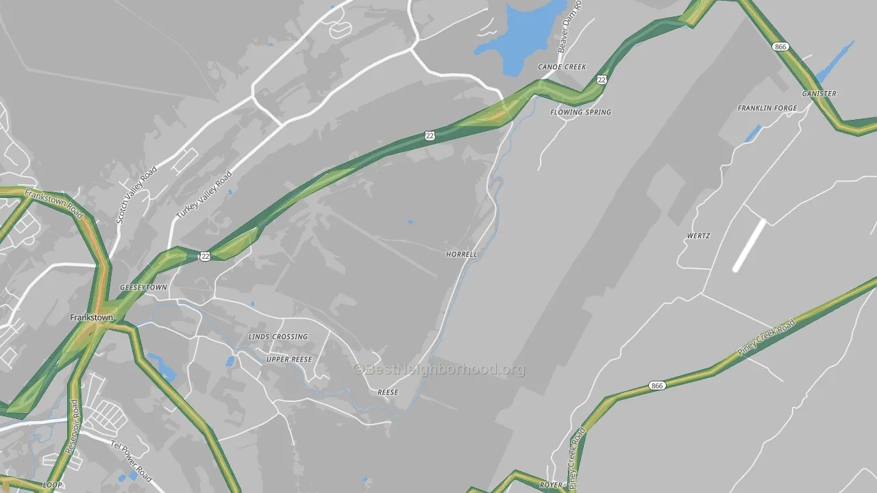 Horrell, PA Map of Noise Levels in Horrell