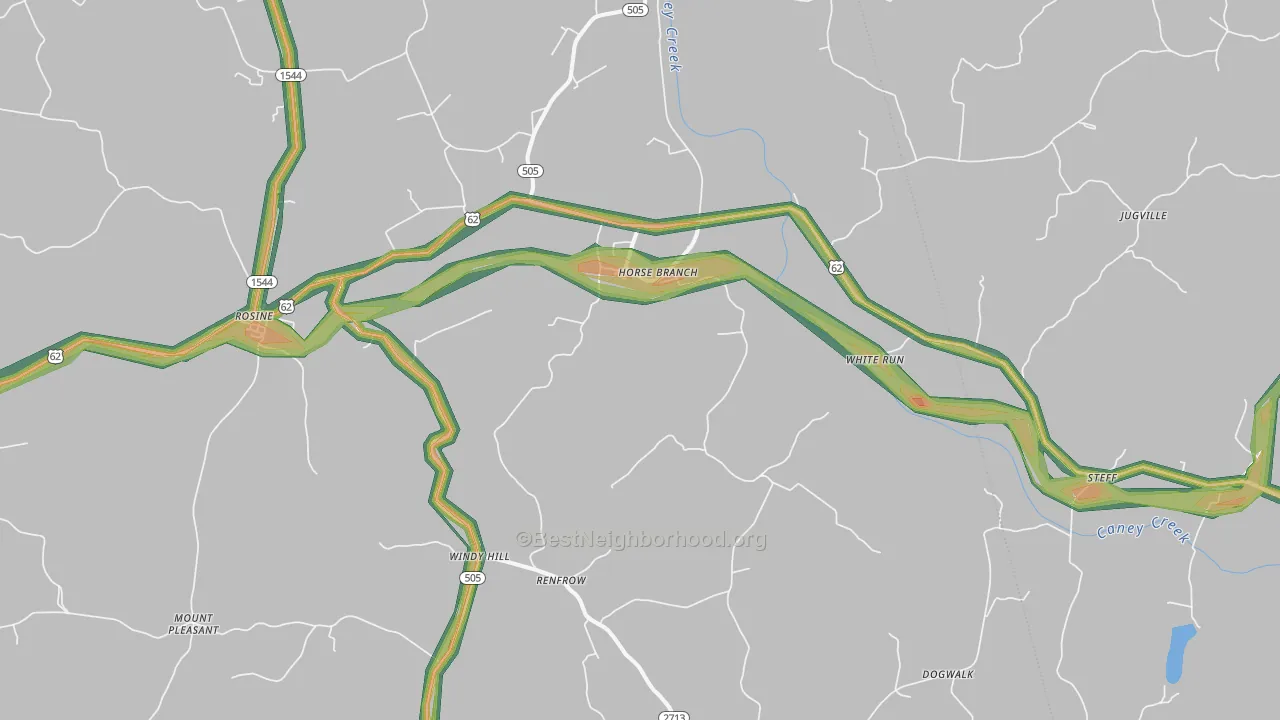 Horse Branch, KY Map of Noise Levels in Horse Branch