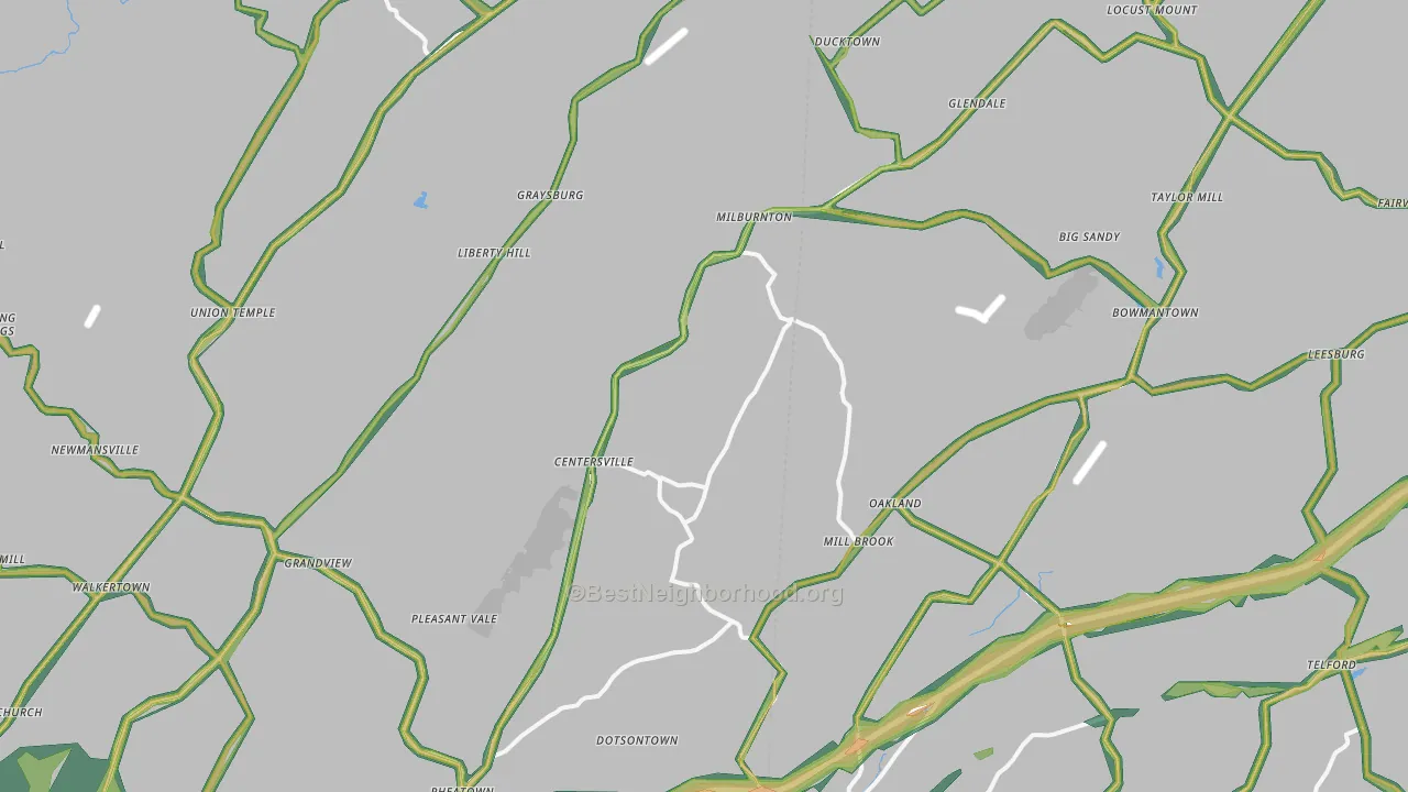Horse Creek, TN Map of Noise Levels in Horse Creek