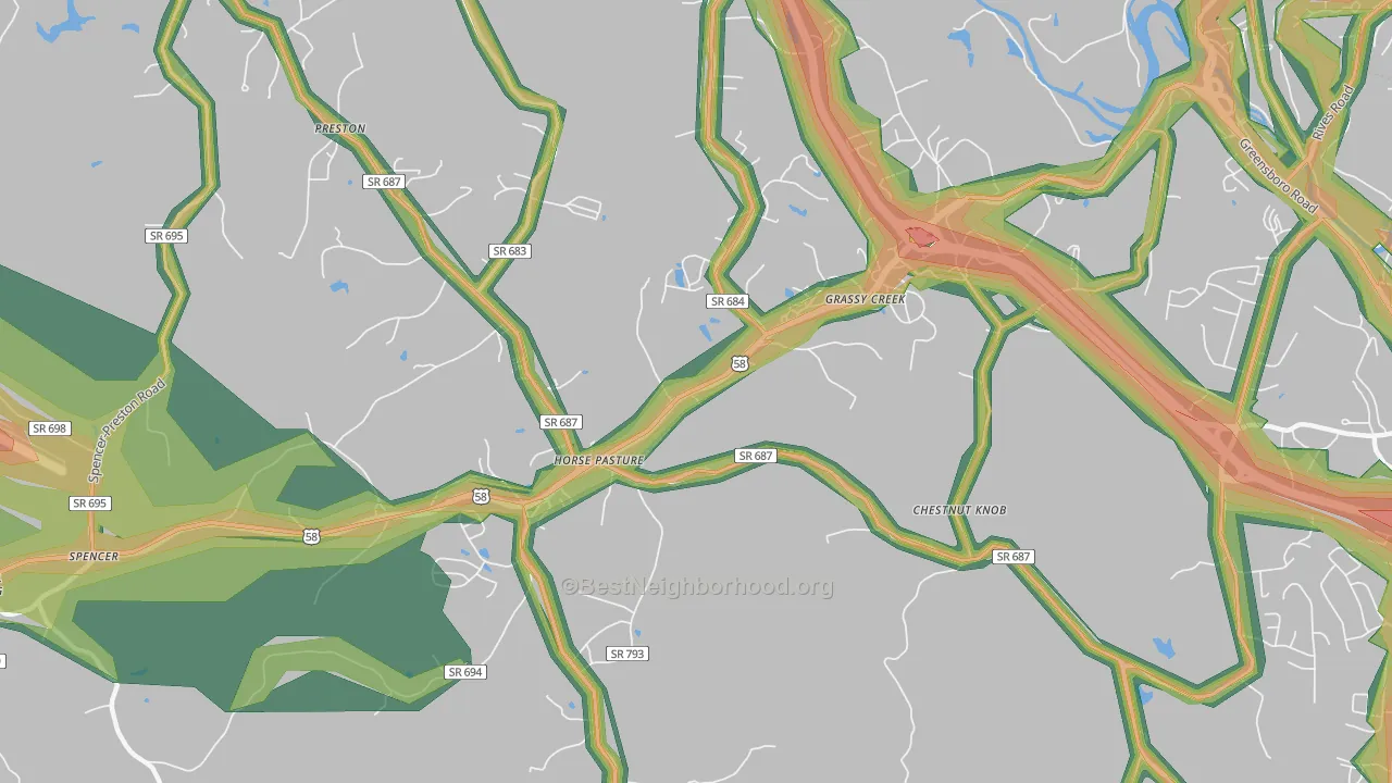 Horse Pasture, VA Map of Noise Levels in Horse Pasture