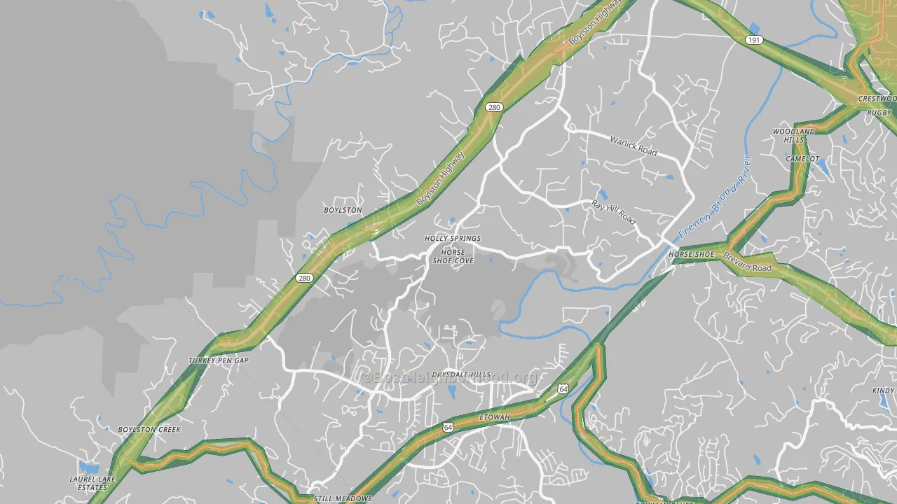 Horse Shoe, NC Map of Noise Levels in Horse Shoe