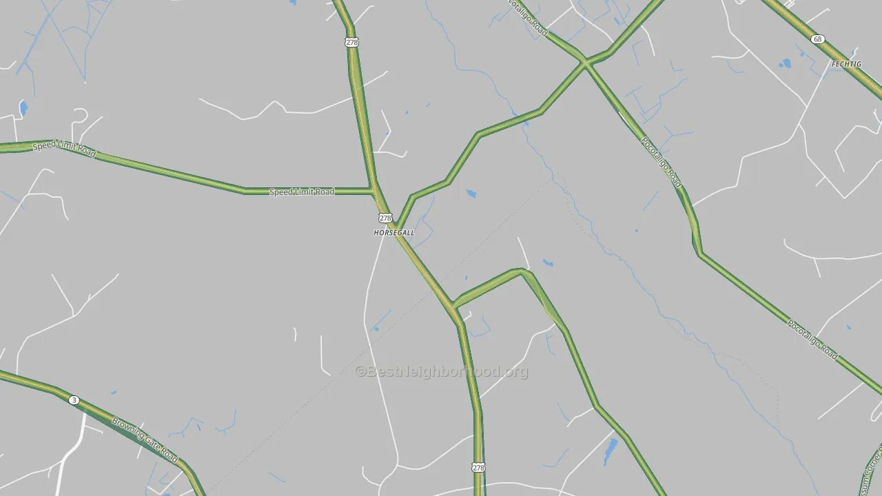 Horsegall, SC Map of Noise Levels in Horsegall