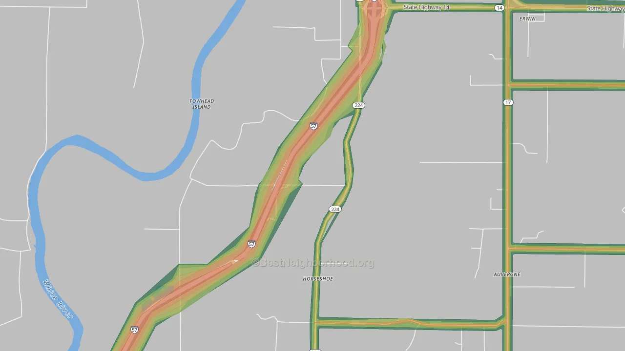 Horseshoe, AR Map of Noise Levels in Horseshoe