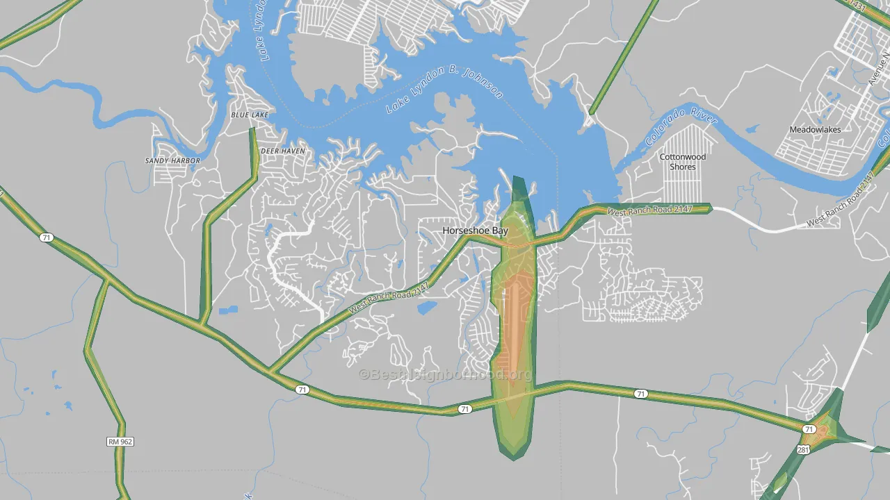 Horseshoe Bay, TX Map of Noise Levels in Horseshoe Bay