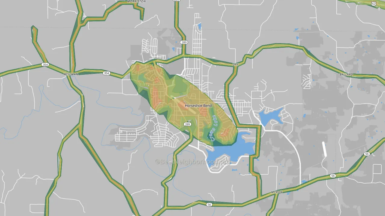 Horseshoe Bend, AR Map of Noise Levels in Horseshoe Bend