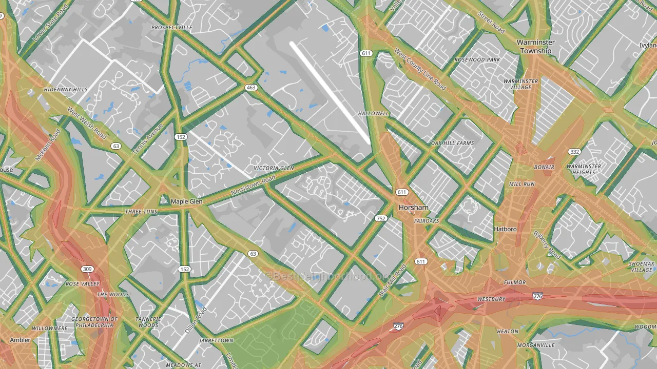 Horsham, PA Map of Noise Levels in Horsham