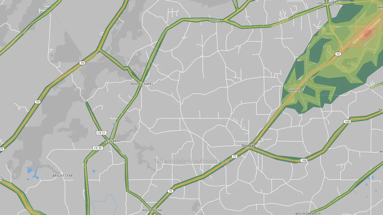 Horton, AL Map of Noise Levels in Horton